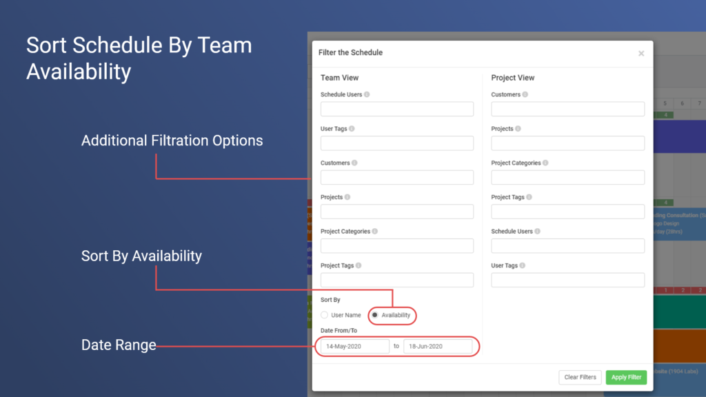 How to sort the schedule by teams availability? Avaza Support